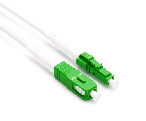 Anslutningskabel för fiberoptisk router, LCA-SCA, simplex, OS2, LC/APC 8° till SC/APC 8°, LSZH, DINIC-dosa med eurohål, längd 2m