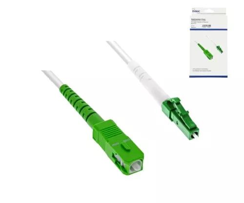 Câble de raccordement pour routeur fibre optique, LCA-SCA, Simplex, OS2, LC/APC 8° sur SC/APC 8°, LSZH, 2m, DINIC Box