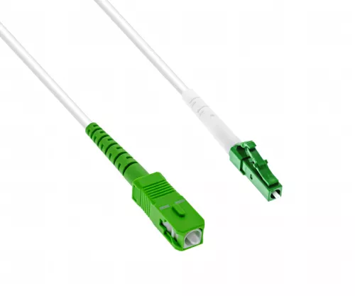 Connection cable for fiber optic router, Simplex, OS2, SC/APC 8° to LC/APC 8°,30m