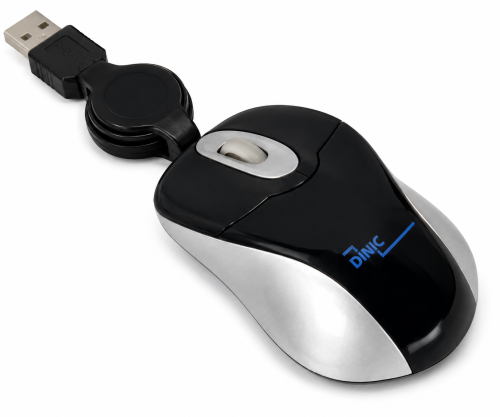 Miniaturní optická myš DINIC pro notebooky 800 dpi s rolovacím kabelem USB