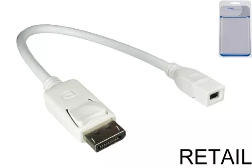 Adapter Mini DisplayPort Buchse auf DisplayPort Stecker, weiß, Länge 0,20m, Blister