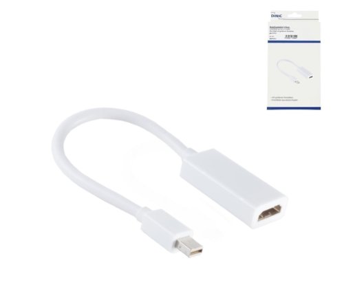 Adattatore da Mini DP maschio a HDMI-A femmina, DisplayPort 1.2, HDMI 1.4b, 4K2K (30Hz), bianco, scatola DINIC con foro Euro, 0,15 m