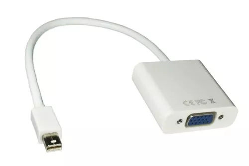 Adapter VGA aljzat Mini DisplayPort csatlakozóra, Thunderbolt kompatibilis, fehér, hossza 0,20 m, buborékcsomagolásban