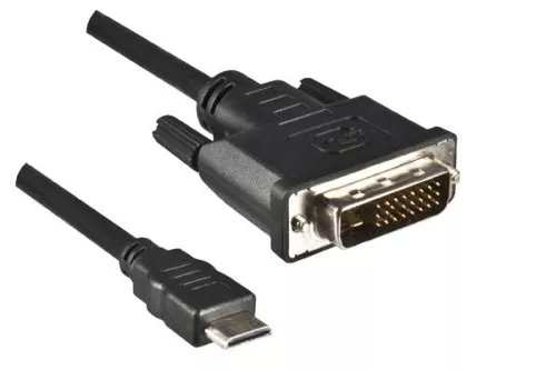 Kabel miniHDMI type C (19-pinners) plugg til DVI-plugg, svart, lengde 2,00 m, blisterpakning