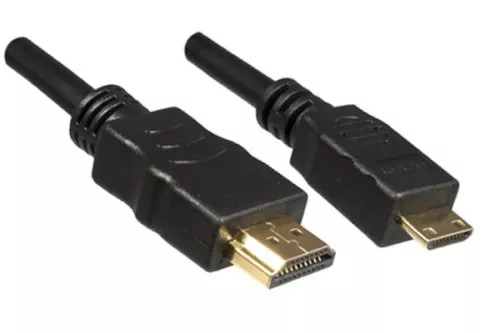 Cable miniHDMI type C (19pin) plug to HDMI type A (19pin) plug, black, length 2.00m, blister pack