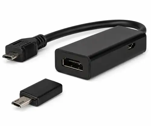 Wtyk MHL (Micro USB) do gniazda HDMI, np. HTC, LG, SONY + adapter do Samsung S3/S4, czarny, blister DINIC, 0,20 m