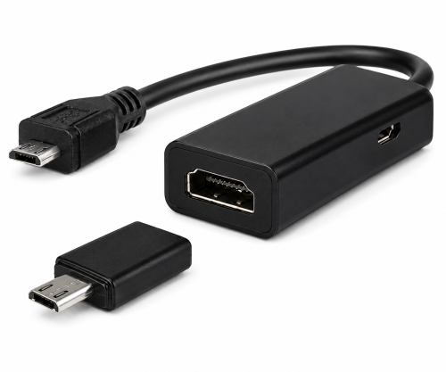 Connettore MHL (Micro USB) a presa HDMI, ad esempio HTC, LG, SONY + adattatore per Samsung S3/S4, nero, blister DINIC, 0,20 m