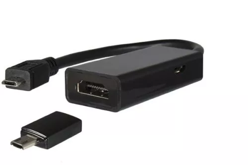 MHL (Micro USB) stekker naar HDMI-aansluiting, bijv. HTC, LG, SONY + adapter voor Samsung S3/S4, lengte 0,20m, blisterverpakking