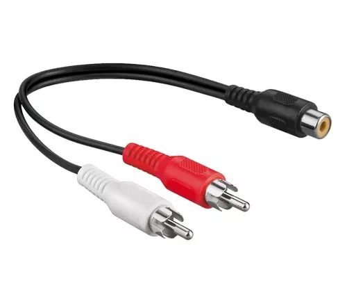 Adaptateur audio 1x RCA femelle vers 2x mâle, 0,20m, DINIC blister