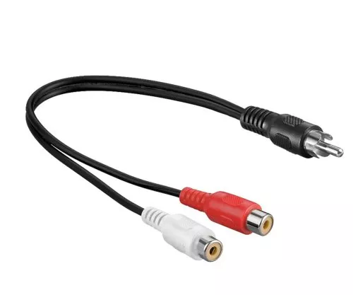 Cable de audio Cinch St. a 2x Bu, cable de conexión, negro, 0,20 m