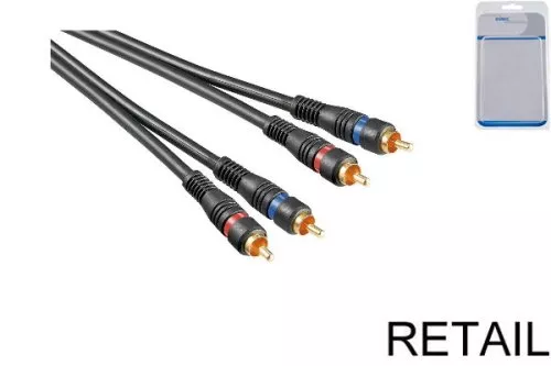 Audio Anschlusskabel 2x Cinch Stecker auf 2x Stecker, OFC Kupfer, schwarz, 2,00m