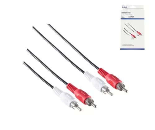 Audio video cable cinch plug to plug, 2x cinch to 2x cinch, black, DINIC box with Euro hole, length 2m