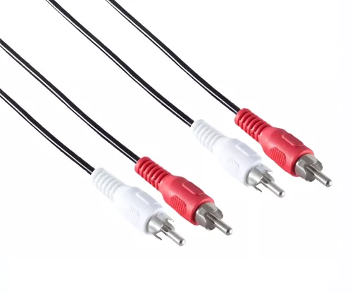 Audio-Video Kabel Cinch Stecker auf Stecker, 2x Cinch auf 2x Cinch, schwarz, DINIC Box mit Euroloch, Länge 2m
