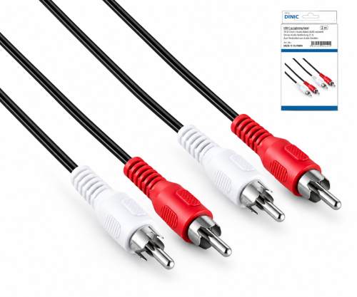 DINIC Audio Kabel 2x Cinch St. auf St., 5m Anschlusskabel schwarz
