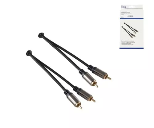 HQ stereo cinch kabel, zwart, 2x cinchstekker naar 2x cinchstekker, 1,5m, DINIC doos