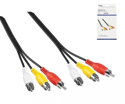 Audio-video cable 3x cinch to 3x cinch, male to male, 1xvideo, 2xaudio L/R, 2m, black