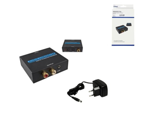 Digital/Analog Audiowandler, konvertiert digitale in analoge Audiosignale, schwarz, DINIC Box mit Euroloch