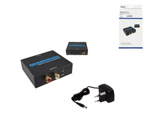 Digitaal/analoog audioomzetter, zet digitale naar analoge audiosignalen om, zwart, DINIC-box met Eurogat