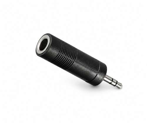 Audio adapter 3.5mm stereo plug to 6.35mm socket, black, DINIC box with Euro hole