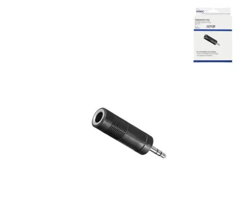 Audioadapter 3,5mm Stereo Stecker auf 6,35mm Buchse, schwarz, DINIC Box mit Euroloch