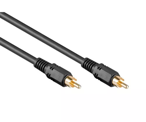 Audio-videokabel RCA-plugg til plugg, tilkoblingskabel, høy kvalitet, RG 59/U, svart, 2,00 m