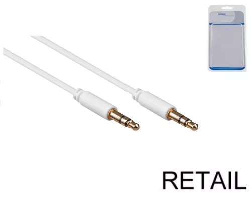 Audiokabel 3,5mm Stereoklinke Stecker auf Stecker, weiß, DINIC Blister, Länge 1,50m