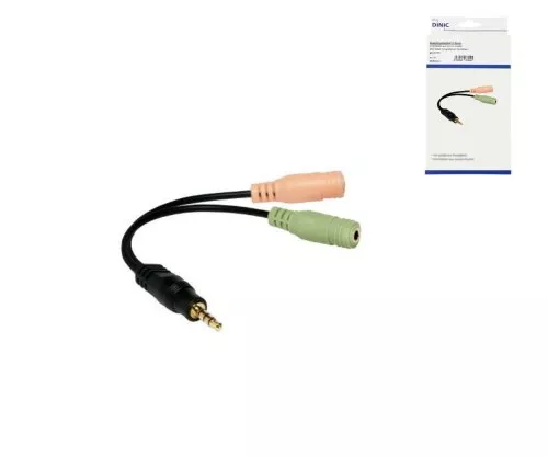 Y-Adapter 4pin Stecker auf 2x 3pin Buchse, 3,5 mm Klinkenstecker/2x 3,5 mm Klinkenbuchse, Länge 0,15m, DINIC Box