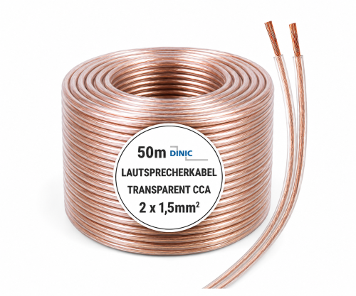 Lautsprecherkabel transparent CCA, 50m Rolle, Querschnitt 2 x 1,5 mm², 50.00m