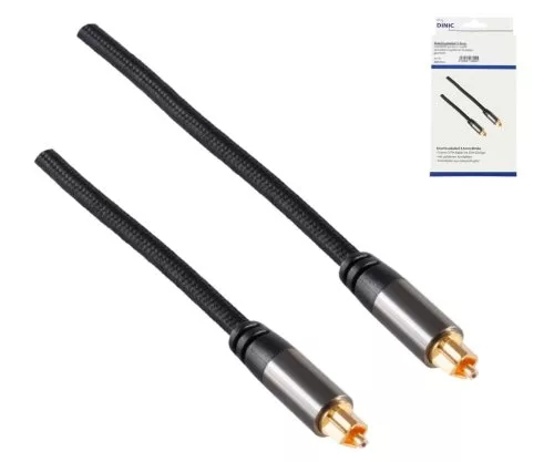 HQ Toslink cable, textile fabric, Toslink plug to Toslink plug, 6mm Ø, black, DINIC box with Euro hole, length 1.50m