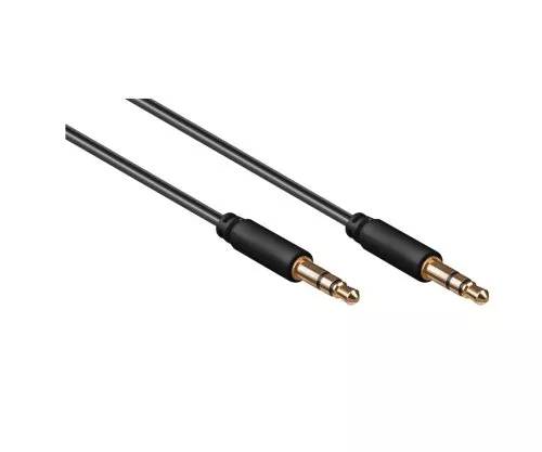 Audio Cable 3,5mm Stereo jack male to male, black, 2m