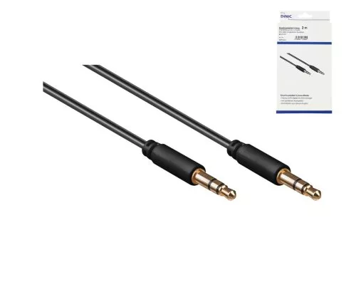 Audiokabel 3,5mm stereo jack plug naar plug, zwart, lengte 3m, DINIC Box