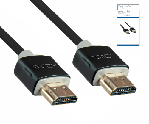 Super Slim HDMI 1.4 Kabel Stecker auf Stecker, 1m DINIC Monaco Range, AWG 36, OD 3,6mm, schwarz