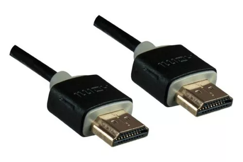 Super plāns HDMI 1.4 kabelis no vīrieša uz vīrieti, DINIC Monaco Range, AWG 36, OD 3,6 mm, melns, garums 1,00 m, blistera iepakojumā