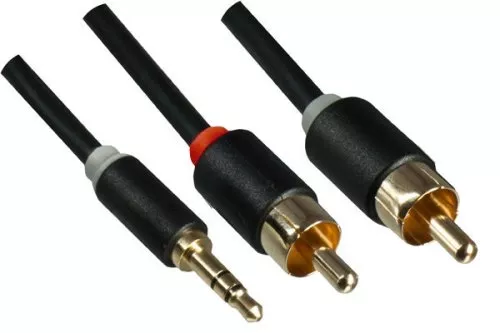 Audio Cable 3,5mm Stereo jack to 2x RCA male, Monaco Range, black, 5,00m