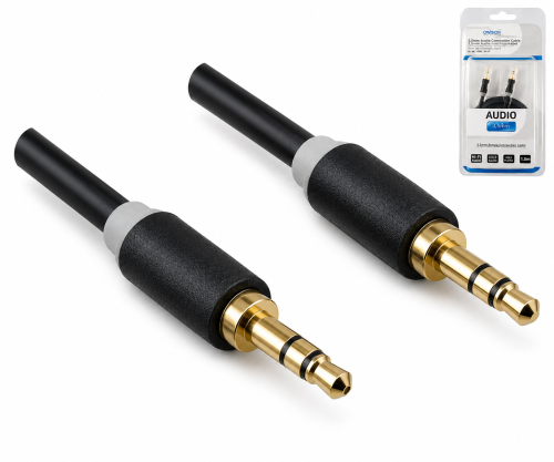 Audiokabel 3,5mm Stereo Klinke Stecker auf Stecker, Monaco Range in schwarz, DINIC Blister, Länge 0,50m