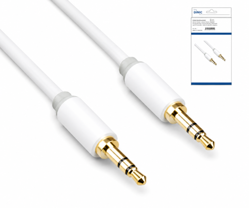 Audio Kabel 3,5mm Stereo Klinke St. auf St., DINIC Monaco Range, weiß, DINIC Box mit Euroloch, Länge 0,50m