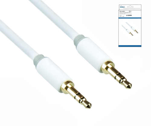 Audio Kabel 3,5mm Stereo Klinke St. auf St., DINIC Monaco Range, weiß, DINIC Box mit Euroloch, Länge 0,50m