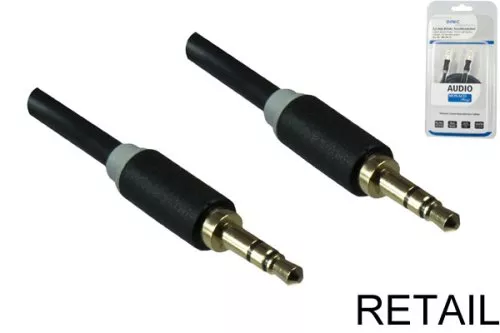 Cavo audio jack stereo da 3,5 mm a spina, lunghezza 10,00 m Gamma Monaco in nero, confezione blister DINIC