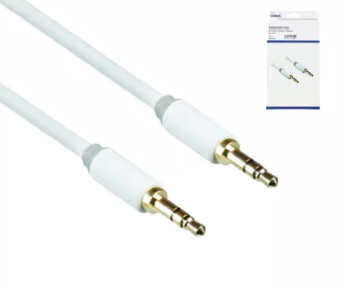 Audio cable 3.5mm stereo jack male to male, DINIC Monaco Range, white, DINIC box with Euro hole, length 2.00m