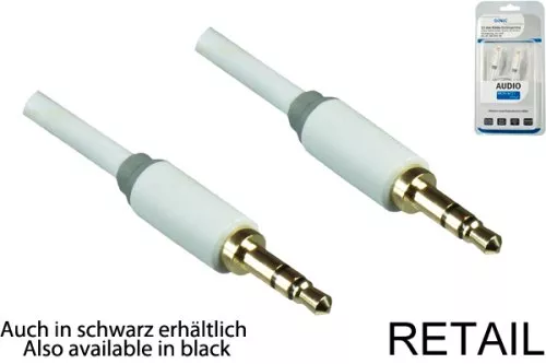 Audio Cable 3,5mm Stereo jack male to male, Monaco Range, white, 2,00m