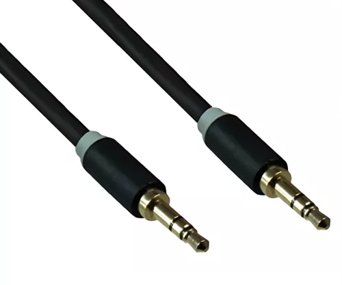 Audio cable 3.5mm stereo jack male to male, black, DINIC box with Euro hole, length 5m