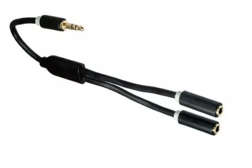 Audioadapter 3,5mm Klinke Stecker auf 2x Buchse, Monaco Range, schwarz, 0,20m