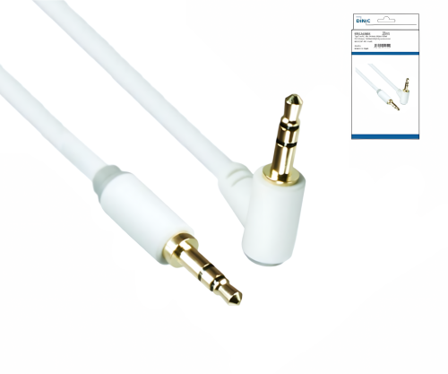 Audiokabel 3,5mm Klinke St. auf 90° St., DINIC Monaco Range, weiß, DINIC Box mit Euroloch, Länge 2,00m