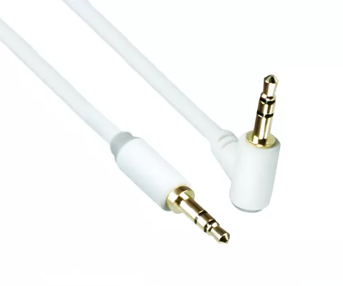 Audio cable 3.5mm jack male to 90° male, DINIC Monaco Range, white, DINIC box with Euro hole, length 2.00m