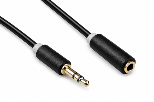 Audiokabel 3,5mm Klinke St. auf Bu., Monaco Range, Verlängerung, schwarz, DINIC Blister, Länge 2,00m