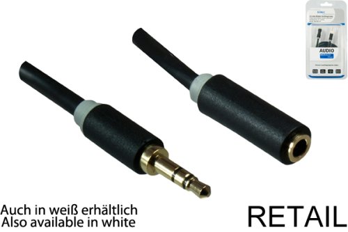 Audio cable 3.5mm jack male to female, Monaco Range, extension, black, DINIC blister, length 2.00m