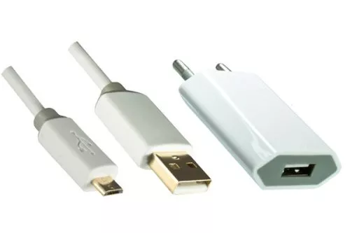 USB Charger 1.000mA incl. micro USB Cable, Monaco Range, white, 1,00m