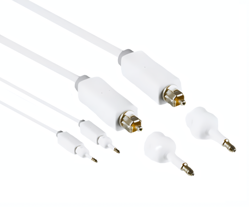Toslink cable 4mm including 2 mini adapters, white, 2m DINIC Monaco Range, HQ plug, white