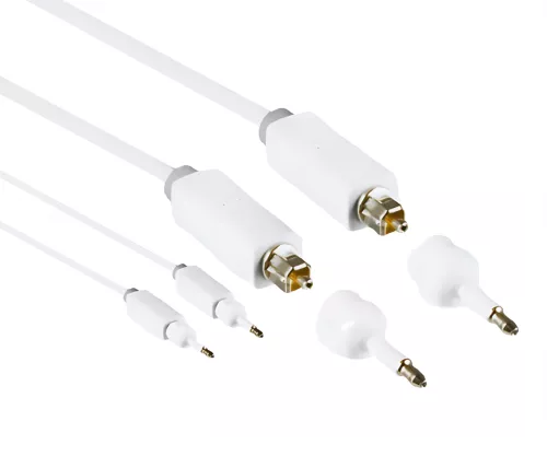 Toslink cable 4mm including 2 mini adapters, white, 2m DINIC Monaco Range, HQ plug, white