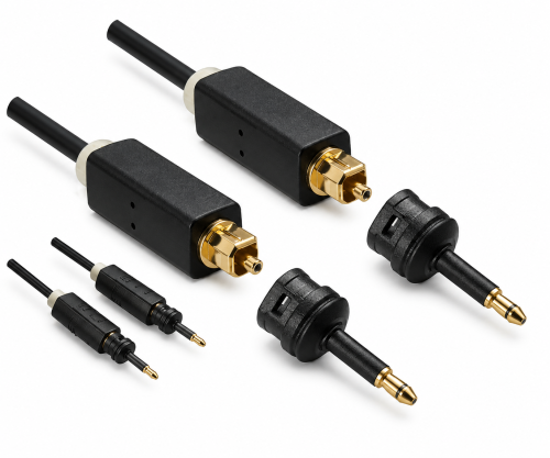 Toslink cable, 4mm diameter, HQ plug, Monaco Range, + 2 adapters to mini Toslink, black, DINIC blister, length 5.00m